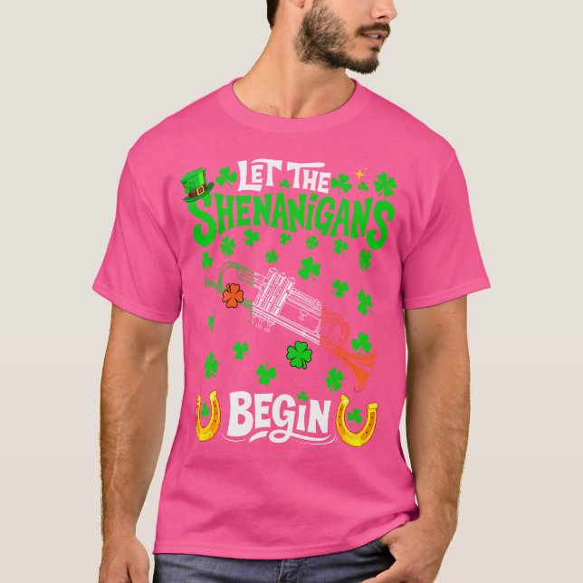 Shenanigan's Begin St patrick's day Trumpet Instru T Shirt (Framsida)
