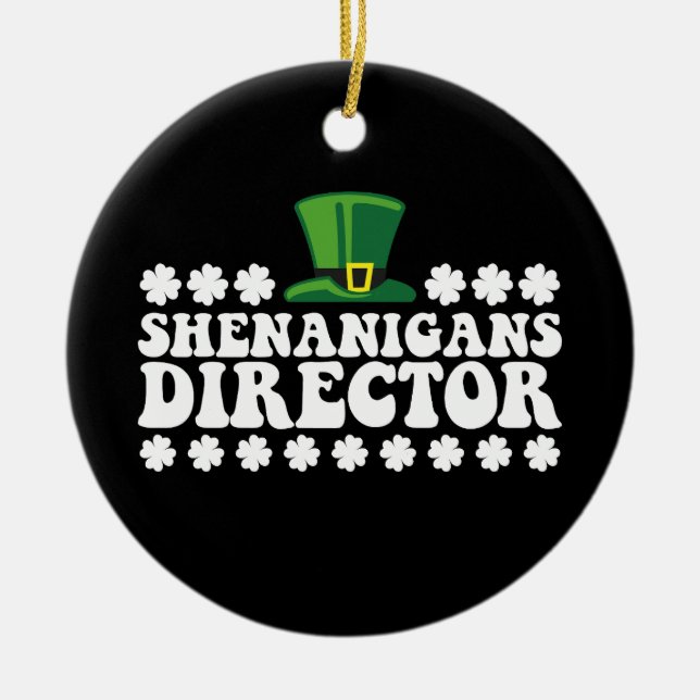 Shenanigans Chef Groovy St Patricks Day Irländsk Julgransprydnad Keramik (Framsidan)