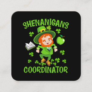 Shenanigans Coordinator Funny Teacher St Patrick's Fyrkantigt Visitkort