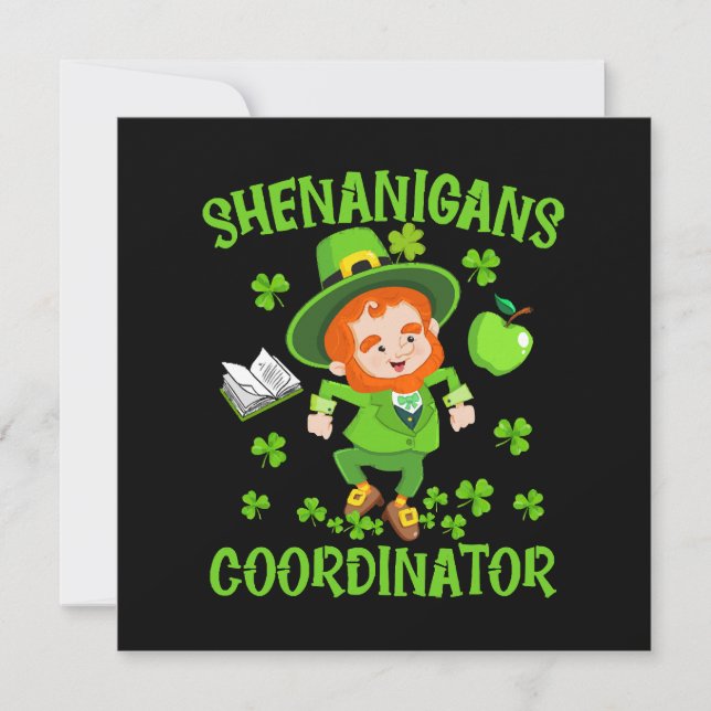 Shenanigans Coordinator Funny Teacher St Patrick's Inbjudningar (Framsida)