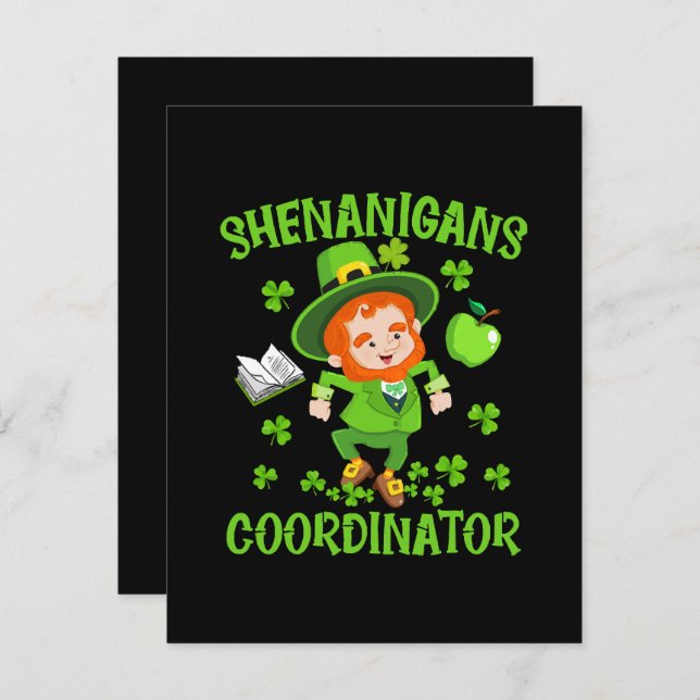 Shenanigans Coordinator Funny Teacher St Patrick's Tilläggskort (Fram/baksida)