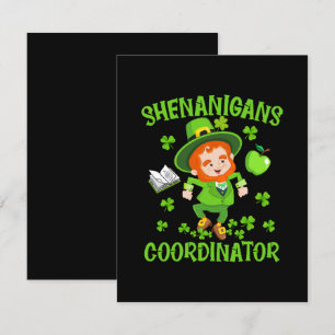 Shenanigans Coordinator Funny Teacher St Patrick's Tilläggskort