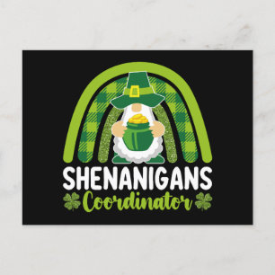 Shenanigans Coordinator Gnomes St patrick's day Vykort