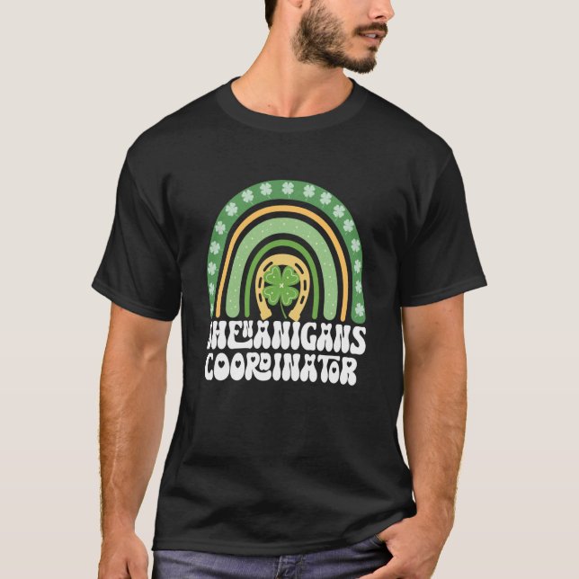 Shenanigans Coordinator Rainbow St Patricks Teache T Shirt (Framsida)
