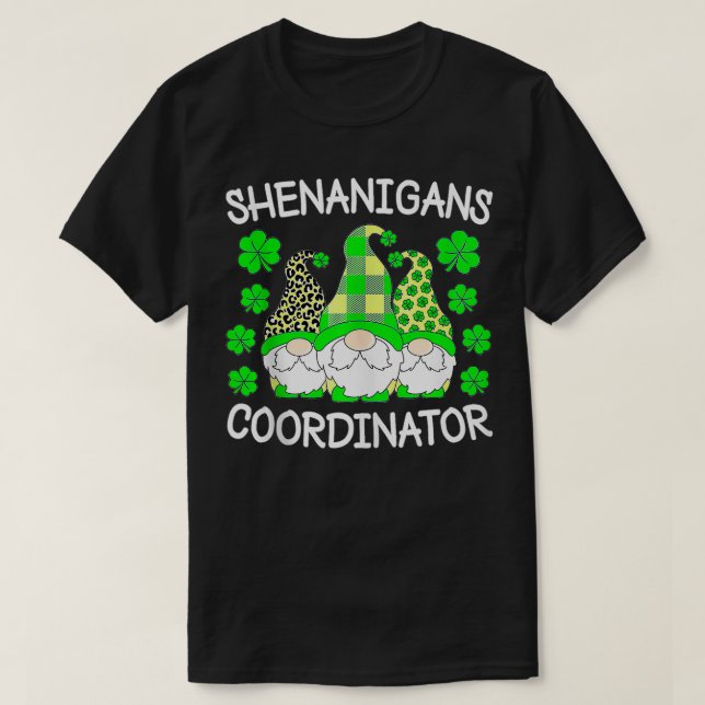 Shenanigans Coordinator St patricks day Grönt Gnom T Shirt (Design framsida)
