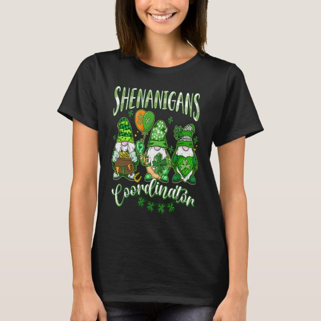 Shenanigans Coordinator  Teacher Gnome St Patrick' T Shirt (Framsida)