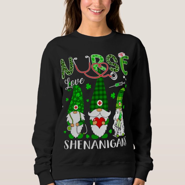 Shenanigans Funny Love Gnomes Nurse St Patricks Da T Shirt (Framsida)