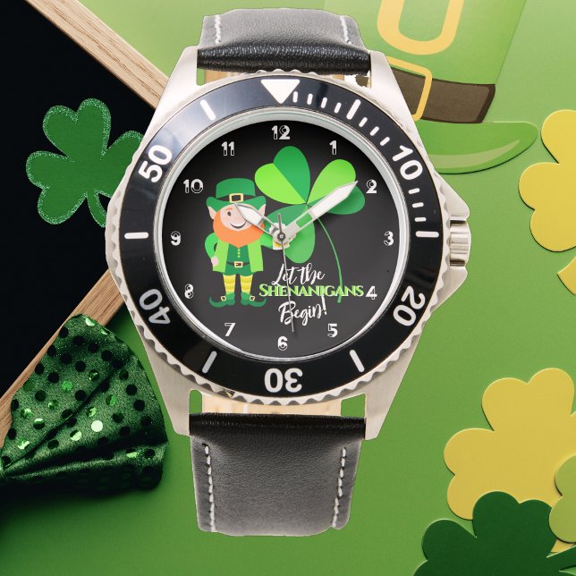 Shenanigans Leprechaun Shamrock St Patrick-nummer Armbandsur (Skapare uppladdad)