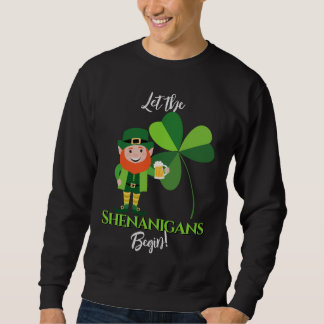 Shenanigans Leprechaun Shamrock St Patrick’s Day Lång Ärmad Tröja