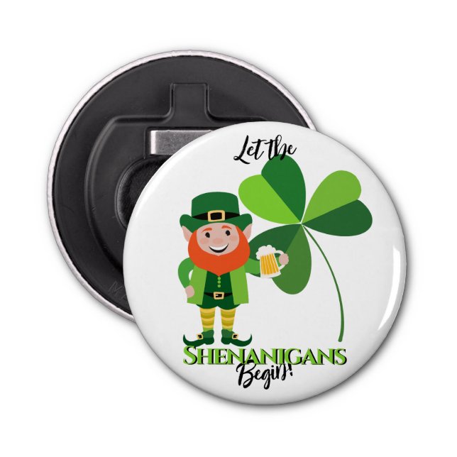 Shenanigans Leprechaun Shamrock St Patrick's Day Flasköppnare (Framsidan)