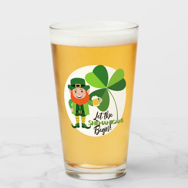 Shenanigans Leprechaun Shamrock St Patrick's Day Glaskopp (Framsida fylld)