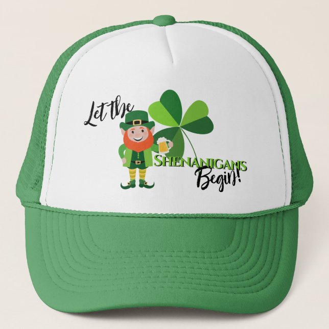 Shenanigans Leprechaun Shamrock St Patrick's Day Keps (Framsida)