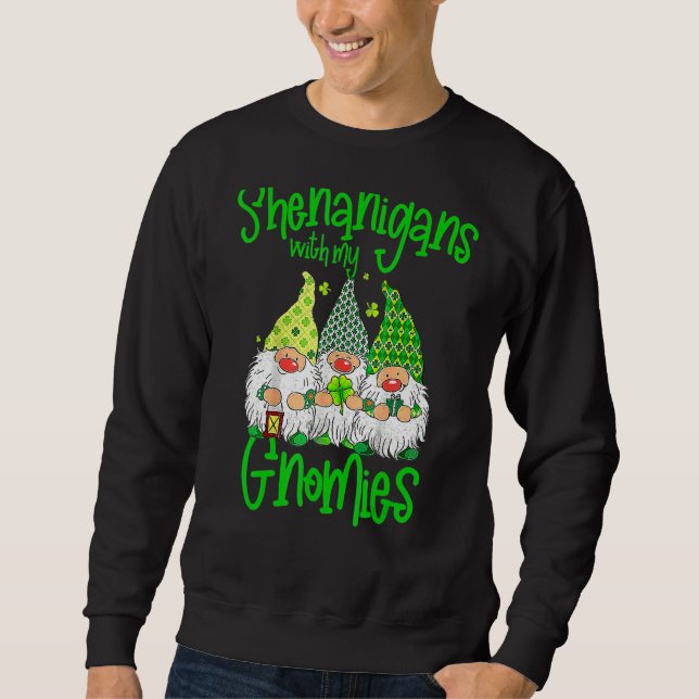 Shenanigans med min Gnomies St Patrick S Day Gnome Lång Ärmad Tröja (Framsida)