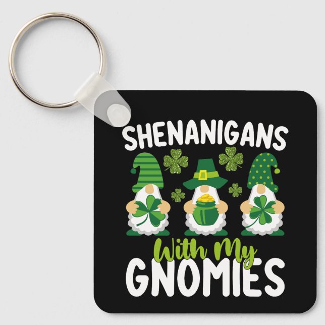 Shenanigans med mina Gnomies Gnome St patrick's da Nyckelring (Framsida)