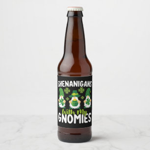 Shenanigans med mina Gnomies Gnome St patrick's da Ölflaska Etikett
