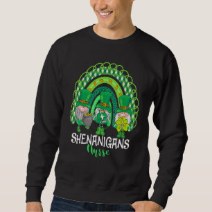 Shenanigans Nurse Gnomes Lucky Shamrocks St Patric Lång Ärmad Tröja