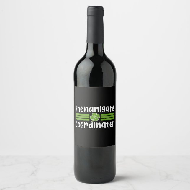 Shenanigans samordnare St Patrick's Day Vinflaska Etikett (Framsida)