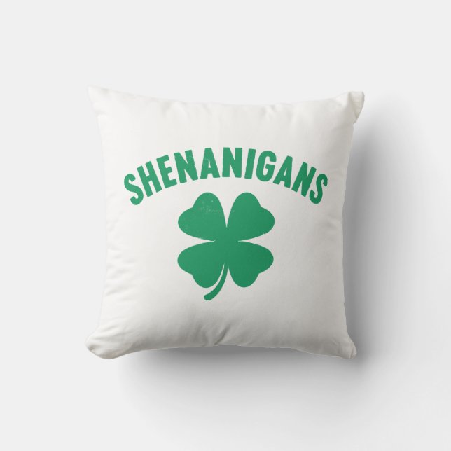 Shenanigans Shamrock St. Patrick's Day Retro  Kudde (Framsida)