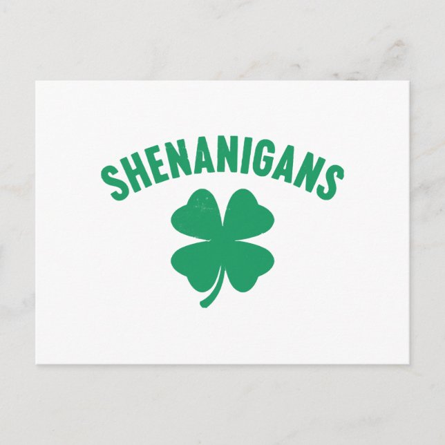Shenanigans Shamrock St. Patrick's Day Retro  Vykort (Framsida)