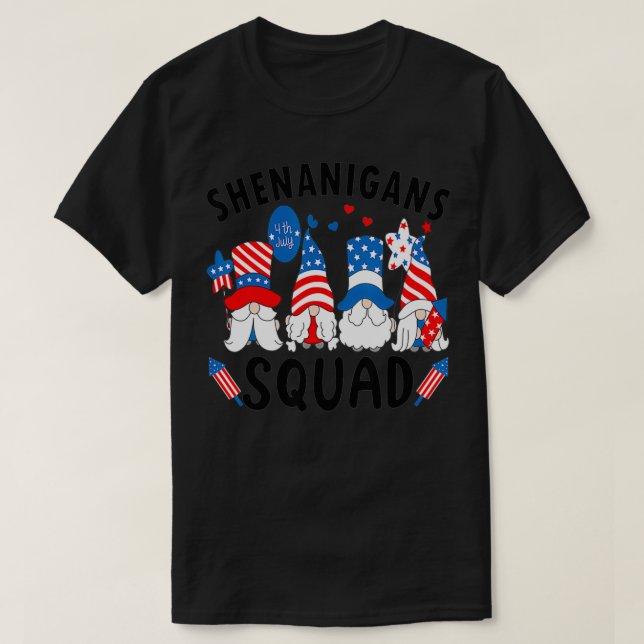 Shenanigans Squad 4:e juli Gnomes USA Independe T Shirt (Design framsida)