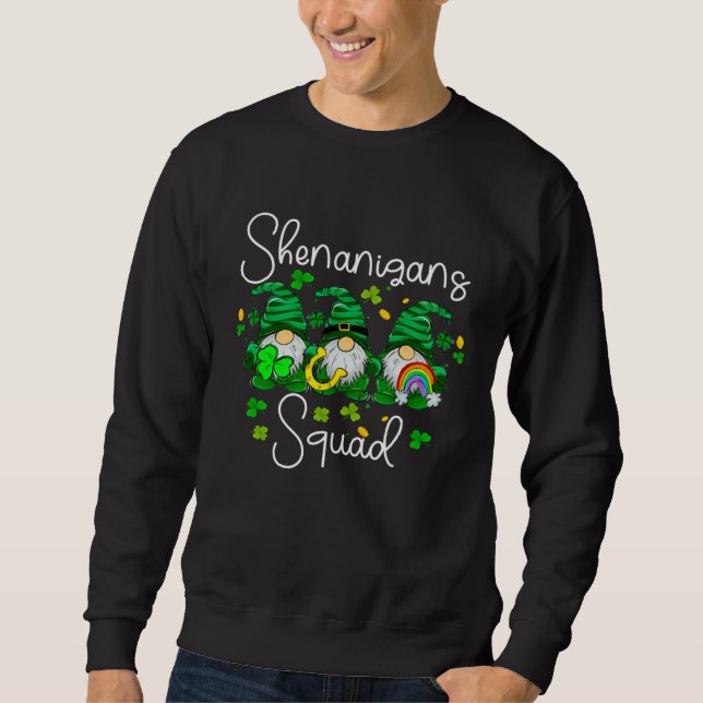 Shenanigans Squad Cute Gnomes rainbow Happy St Pat Lång Ärmad Tröja (Framsida)