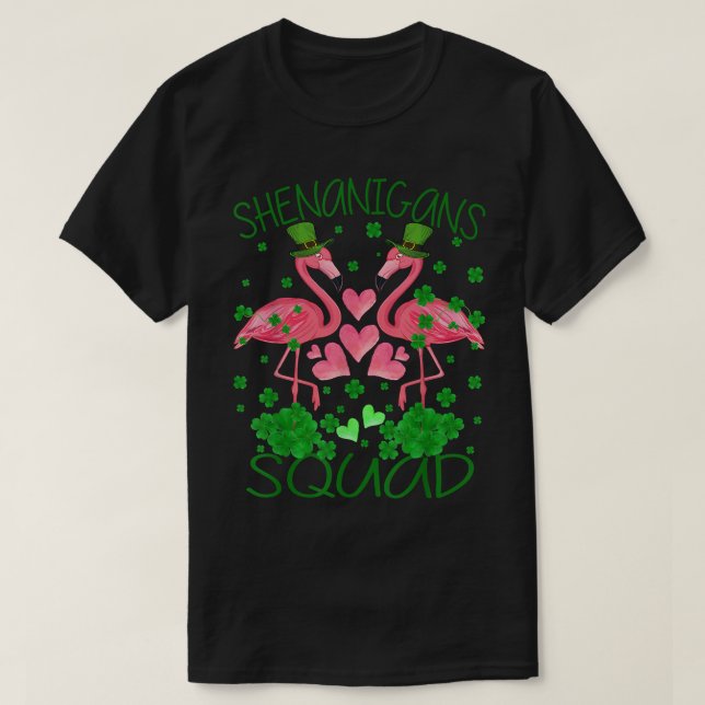 Shenanigans Squad Flamingo St patrick's day  T Shirt (Design framsida)