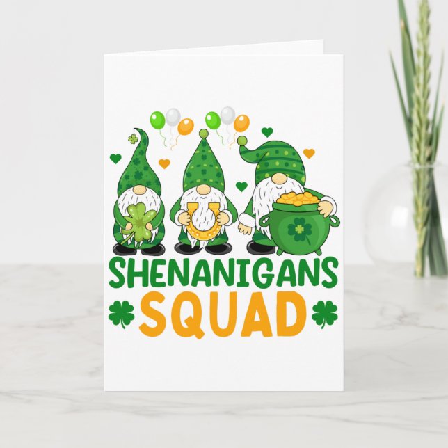 Shenanigans Squad Funny St Patricks Day T Shirt  Kort (Framsida)