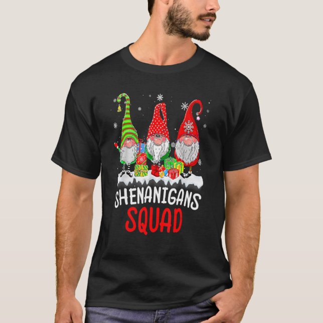 Shenanigans Squad Gnomes jul Pajamas Family T Shirt (Framsida)