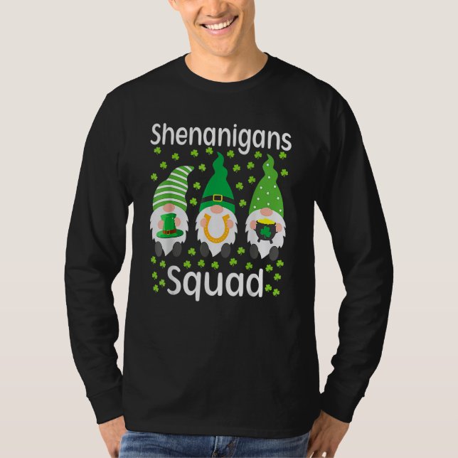 Shenanigans Squad Gnomes Shamrock Happy St Patrick T Shirt (Framsida)