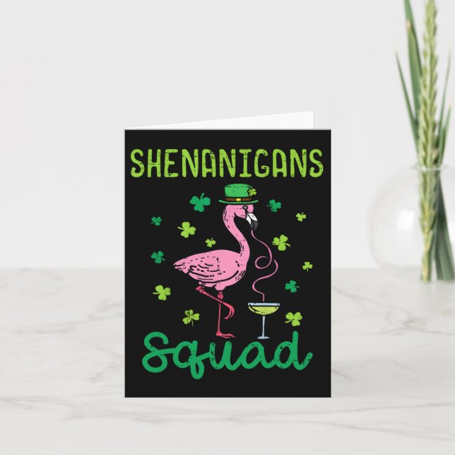 Shenanigans Squad Irish Flamingo St patricks day B Kort (Framsida)