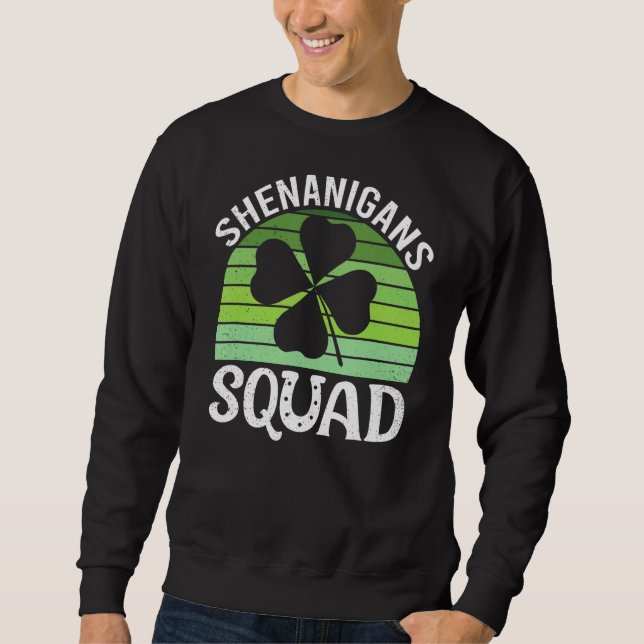 Shenanigans Squad Irish Funny Saint Patricks Day Lång Ärmad Tröja (Framsida)