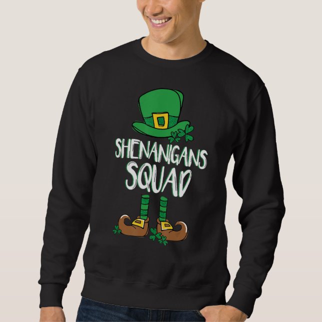Shenanigans Squad Irish Funny Saint Patricks Day Lång Ärmad Tröja (Framsida)
