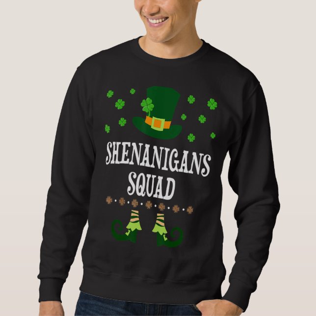 Shenanigans Squad Irish Funny Saint Patricks Day Lång Ärmad Tröja (Framsida)