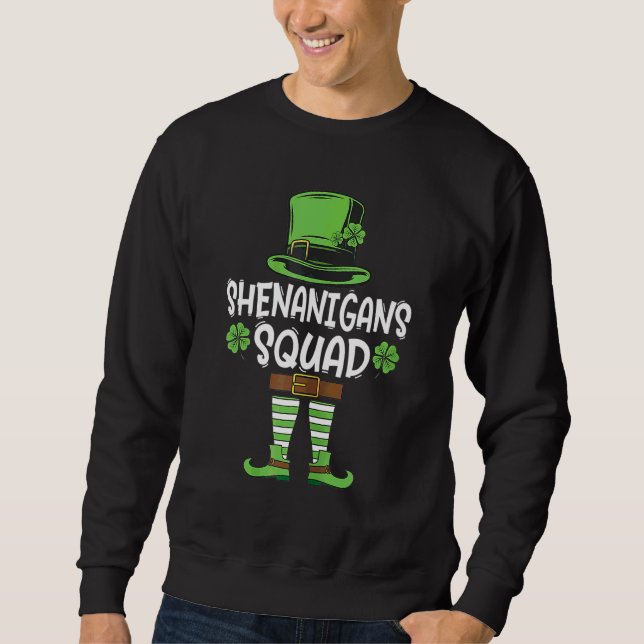 Shenanigans Squad Irish Funny Saint Patricks Day Lång Ärmad Tröja (Framsida)