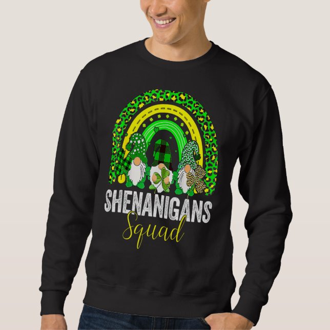 Shenanigans Squad Irish Gnomes Rainbow St Patrick' Lång Ärmad Tröja (Framsida)