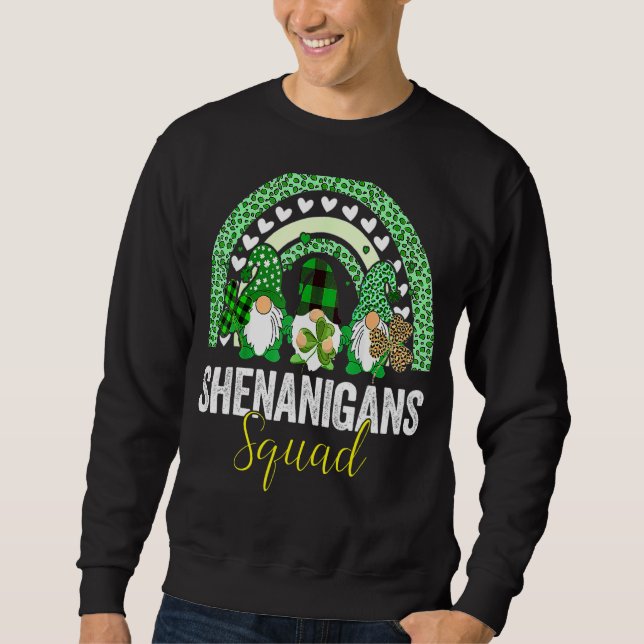 Shenanigans Squad Irish Gnomes Rainbow St Patrick' Lång Ärmad Tröja (Framsida)