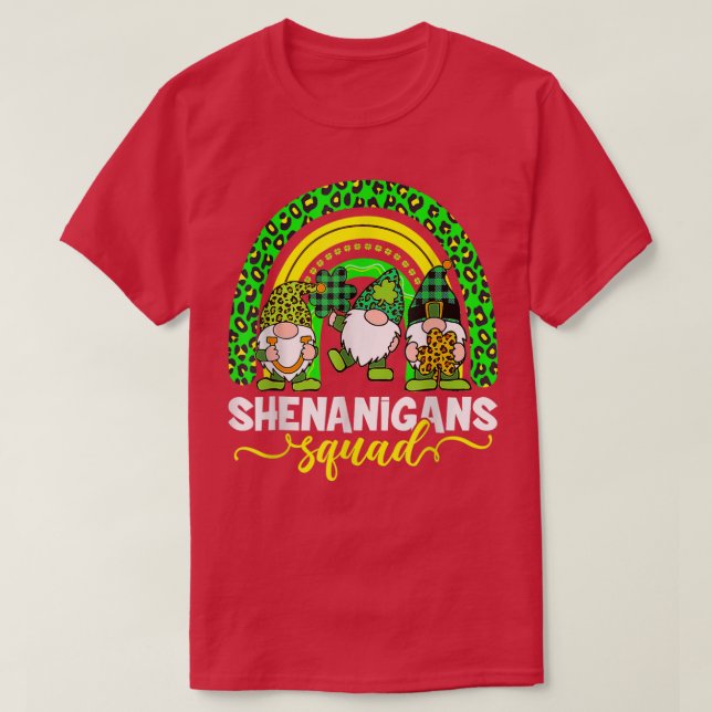Shenanigans Squad Irish Gnomes Rainbow St Patrick' T Shirt (Design framsida)