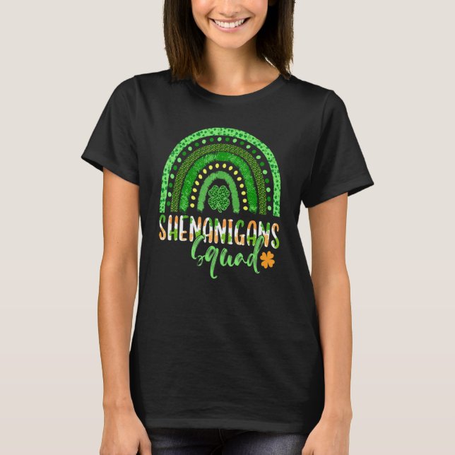 Shenanigans Squad Irish Rainbow Funny Saint Patric T Shirt (Framsida)
