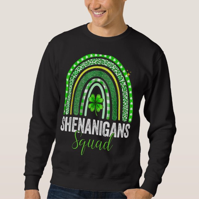 Shenanigans Squad Irish Rainbow Lycklig St Patrick Lång Ärmad Tröja (Framsida)