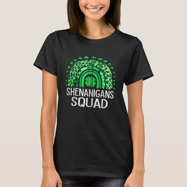Shenanigans Squad Irish Retro Shamrock St Patrick' T Shirt (Framsida)