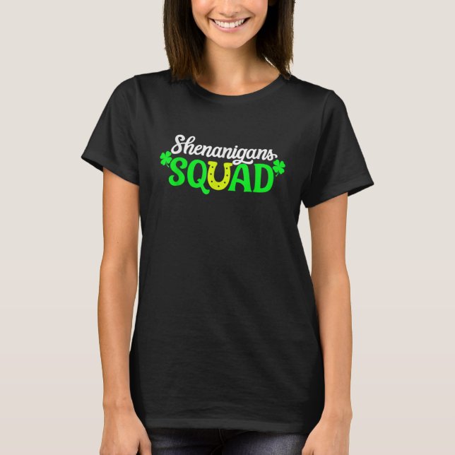 Shenanigans Squad Irish Retro Shamrock St Patrick' T Shirt (Framsida)