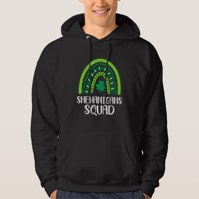 Shenanigans Squad Irish Shamrock Rainbow St Patric Hoodie (Framsida)