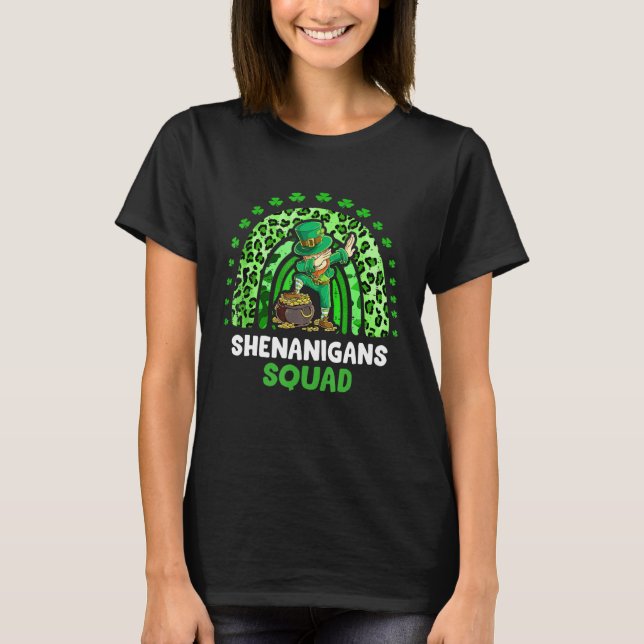 Shenanigans Squad Irish St patricks day Dabbing Le T Shirt (Framsida)