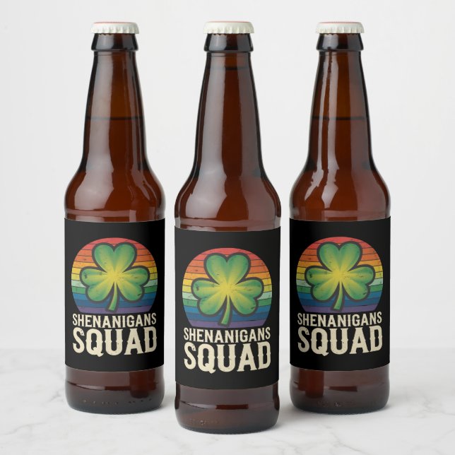 Shenanigans Squad Matchande St Patricks Day Grupp  Ölflaska Etikett (Flaskor)