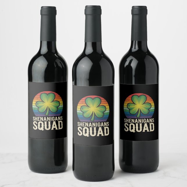 Shenanigans Squad Matchande St Patricks Day Grupp  Vinflaska Etikett (Flaskor)