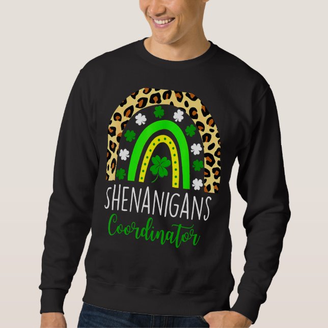 Shenanigans Squad Rainbow Leopard Skriv ut St Patr Lång Ärmad Tröja (Framsida)
