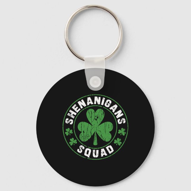 Shenanigans Squad Shamrocks Irish Funny St Patrick Nyckelring (Framsida)