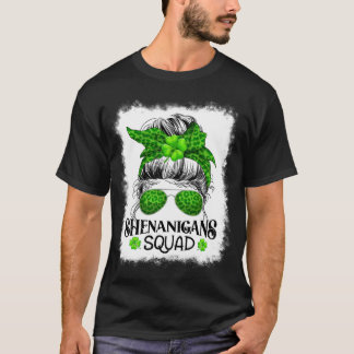 Shenanigans Squad St. Patrick Day Messy Bun T Shirt