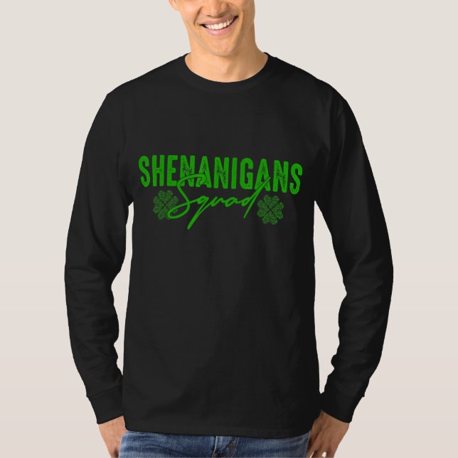 Shenanigans Squad St Patrick S Day Funny Shamrocks T Shirt (Framsida)
