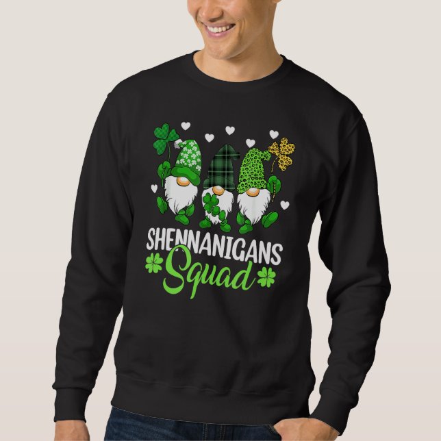 Shenanigans Squad St patricks day Gnomes Grönt Pro Lång Ärmad Tröja (Framsida)